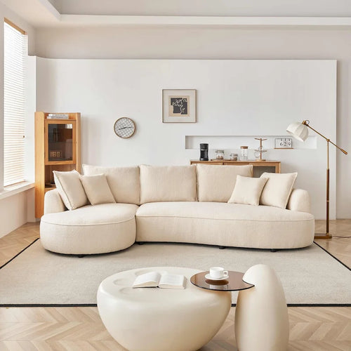 122.8 Inch Modern Boucle Fabric Curved Sofa - Left Facing