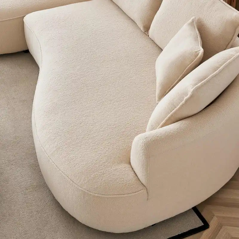 122.8 Inch Modern Boucle Fabric Curved Sofa - Left Facing