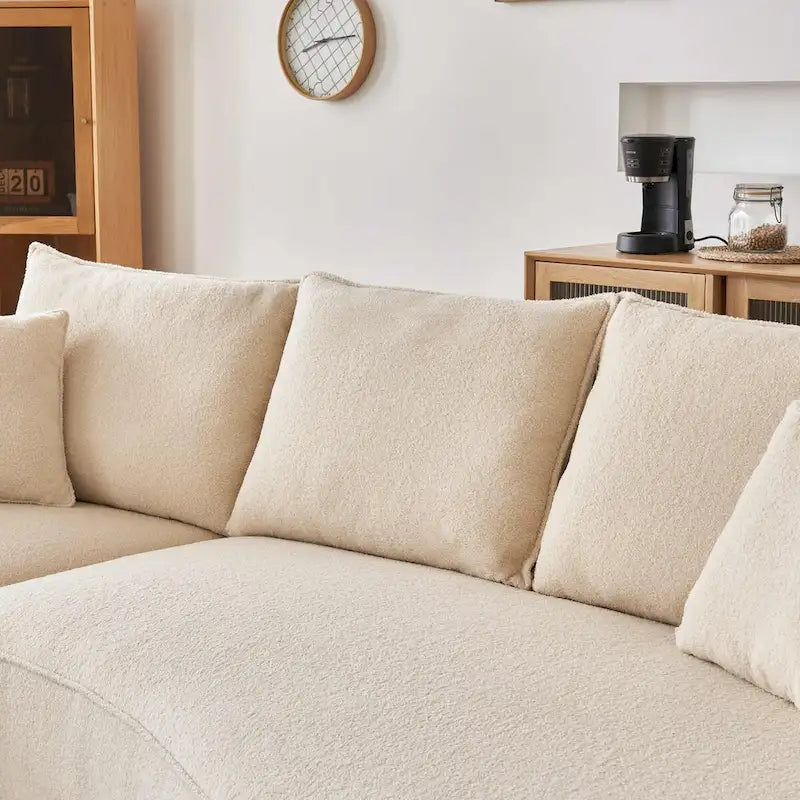 122.8 Inch Modern Boucle Fabric Curved Sofa - Left Facing
