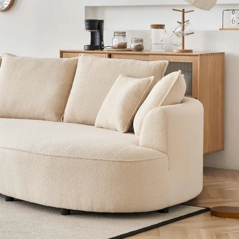 122.8 Inch Modern Boucle Fabric Curved Sofa - Left Facing