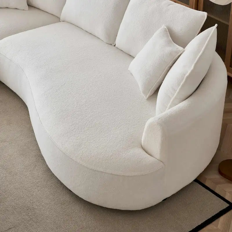 122.8 Inch Modern Boucle Fabric Curved Sofa - Left Facing