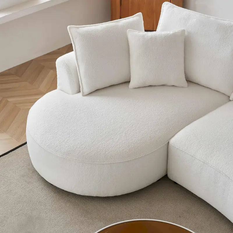 122.8 Inch Modern Boucle Fabric Curved Sofa - Left Facing