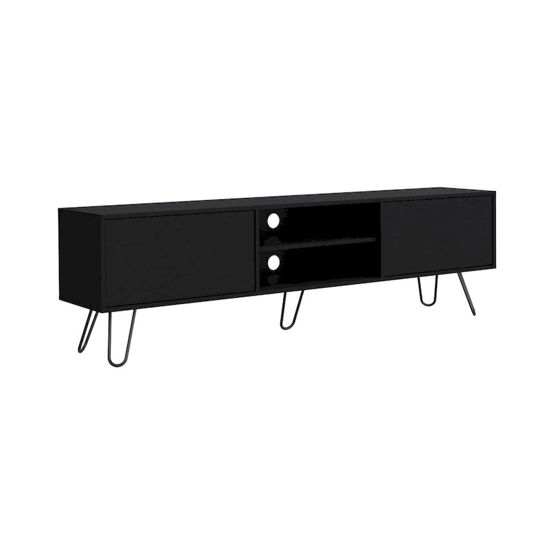 70.9 TV Stand with 2 Drawers and Open Shelves, Hairpin Legs