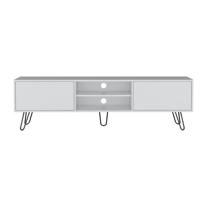 70.9 TV Stand with 2 Drawers and Open Shelves, Hairpin Legs