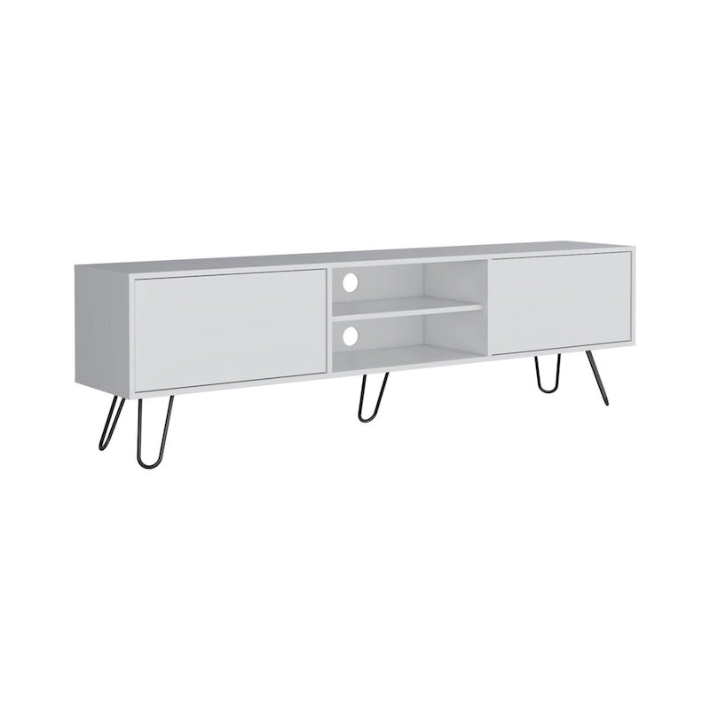 70.9 TV Stand with 2 Drawers and Open Shelves, Hairpin Legs