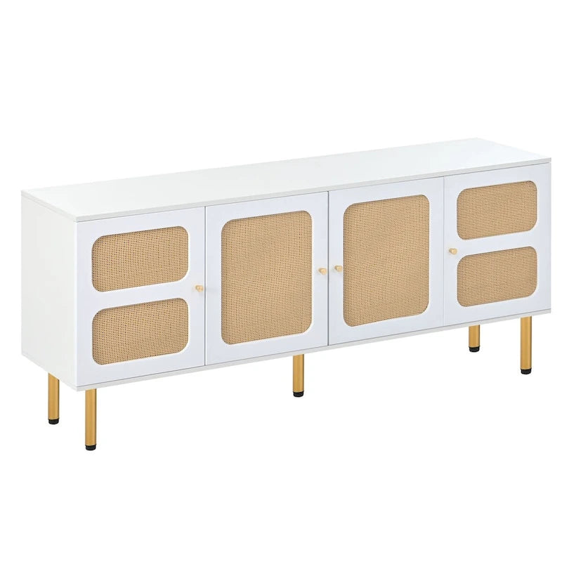 64.9 Rattan Door Media Console TV Stand for TVs Up to 70 Inches