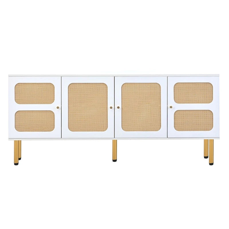 64.9 Rattan Door Media Console TV Stand for TVs Up to 70 Inches