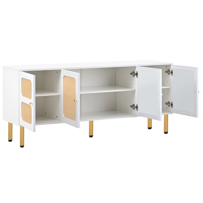 64.9 Rattan Door Media Console TV Stand for TVs Up to 70 Inches