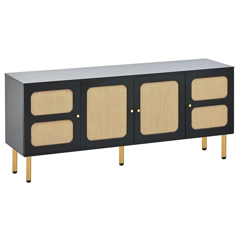 64.9 Rattan Door Media Console TV Stand for TVs Up to 70 Inches