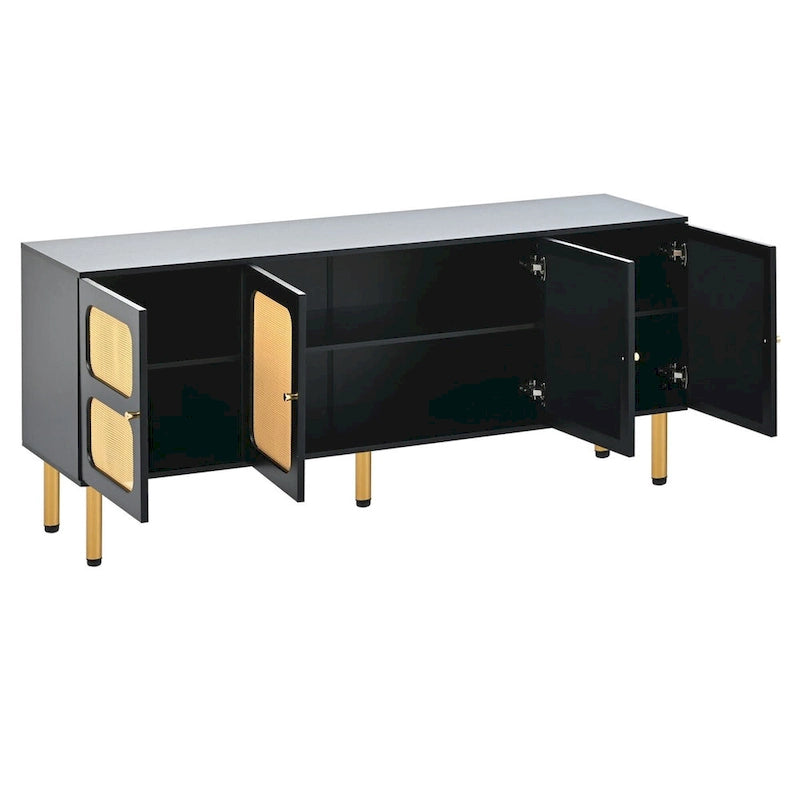 64.9 Rattan Door Media Console TV Stand for TVs Up to 70 Inches