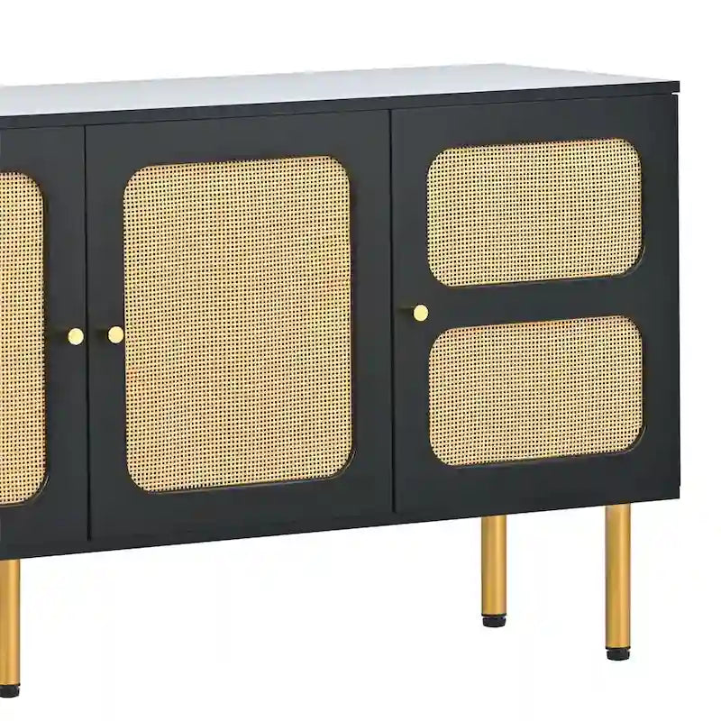 64.9 Rattan Door Media Console TV Stand for TVs Up to 70 Inches