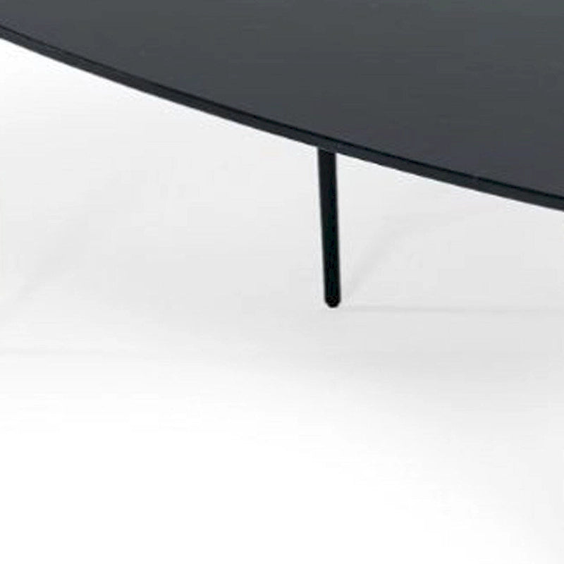 47 Inch Black Marble Stone Free Form Coffee Table with Steel Base