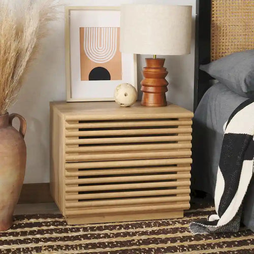 2-Drawer Nightstand with Tapered Legs