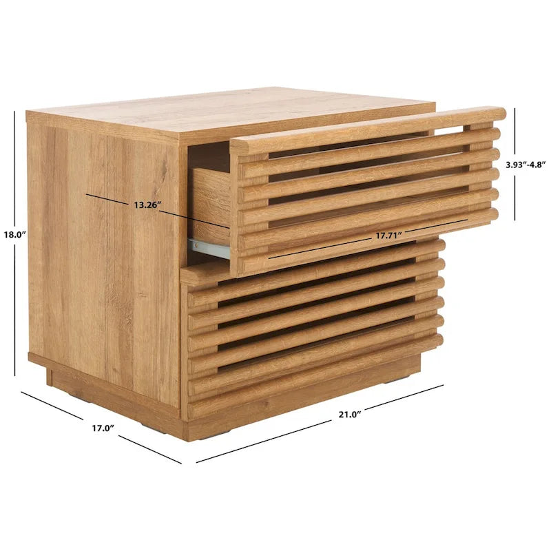 2-Drawer Nightstand with Tapered Legs